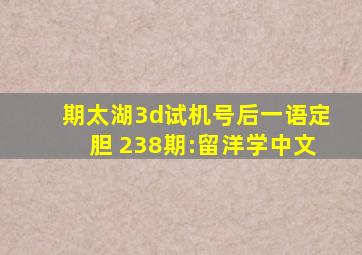 期太湖3d试机号后一语定胆 238期:留洋学中文